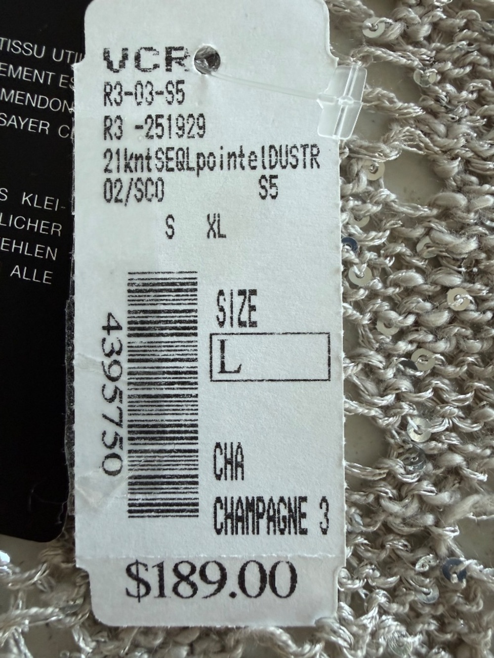 ✨NWT Joseph Ribkoff Champagne Sequin Open Knit Long Cardigan L - Picture 8 of 9